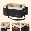 Dog Car Seat for Small Dogs up to 18 lb with Adjustable Straps Removable Washable Fleece Liner and 4 Pockets Black and Beige