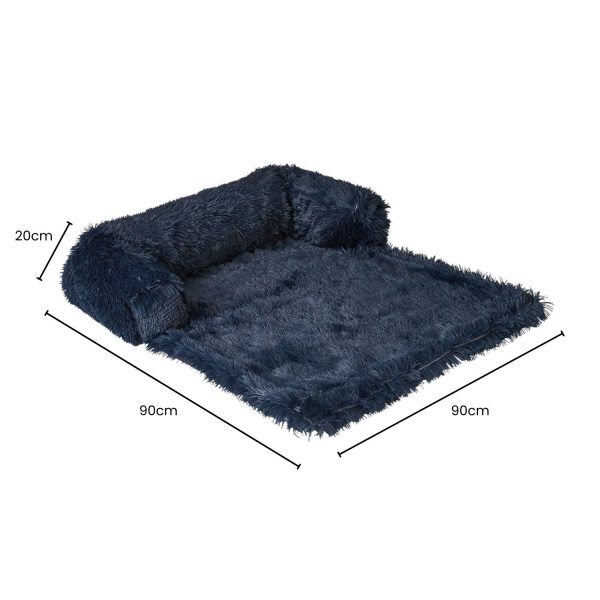 Pet Sofa Cover Soft with Bolster M Size (Dark Blue) FI-PSC-121-SMT