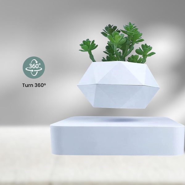 Magnetic Levitating Plant Pot White