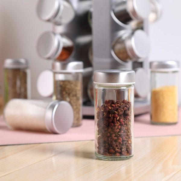 Rotating Spice Rack Organizer (20 Jars) with Label Sticker and Silicone Funnel