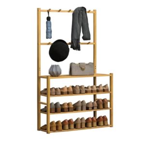 GOMINIMO Bamboo Clothes Rack and Shoe Rack Shelves 80cm GO-CR-102-YJ