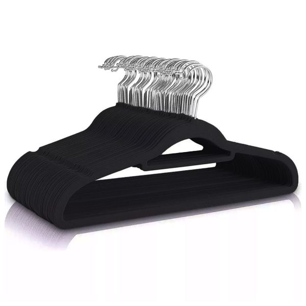 30 Pack of Non-Slip Velvet Suit Hangers with Tie Organisers (Black) GO-VH-100-SH