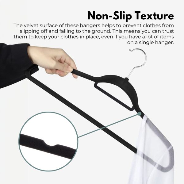 30 Pack of Non-Slip Velvet Suit Hangers with Tie Organisers (Black) GO-VH-100-SH