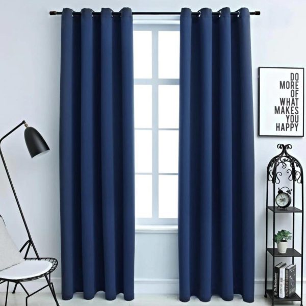 Blackout Window Curtains for Thermal Insulated Room (Set of 2, W132cm x D243cm, Dark Blue)