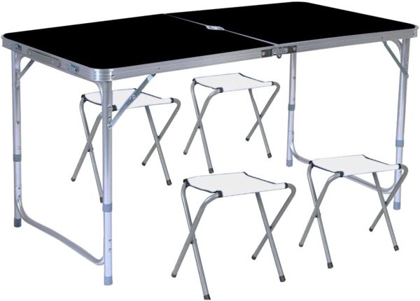 Camping Table 120cm Black With 4 Chair