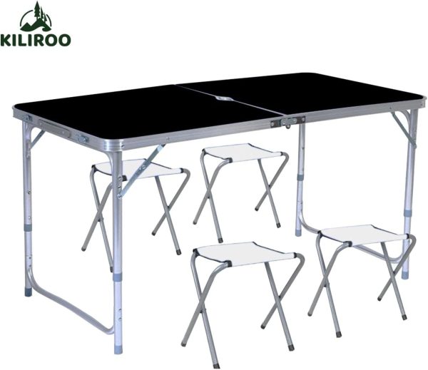 Camping Table 120cm Black With 4 Chair