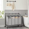 SONGMICS Laundry Basket with 4 Removable Laundry Bin on Wheels Gray LSF005GS