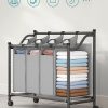 SONGMICS Laundry Basket with 4 Removable Laundry Bin on Wheels Gray LSF005GS