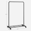 SONGMICS Clothes Rack with Wheels Sturdy Steel Frame Black HSR25BK