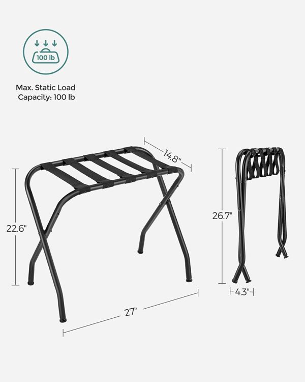 Steel Folding Luggage Rack Pack of 2 Black