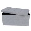 76cm Folding Storage Ottoman Bench Foot Rest Stool Light Gray