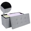 76cm Folding Storage Ottoman Bench Foot Rest Stool Light Gray