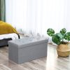 76cm Folding Storage Ottoman Bench Foot Rest Stool Light Gray