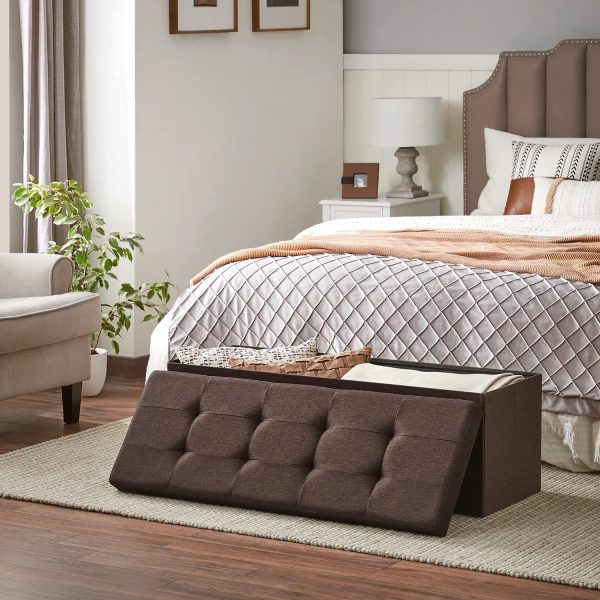 109cm Folding Storage Ottoman Bench Brown LSF77BR