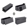 110cm Folding Storage Ottoman Bench Foot Rest Stool Dark Gray