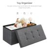 76cm Folding Storage Ottoman Bench Foot Rest Stool Dark Gray