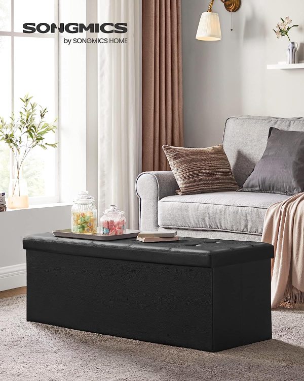 109cm Folding Storage Ottoman Bench Black LSF701