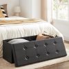 109cm Folding Storage Ottoman Bench Black LSF701