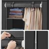 Portable Clothes Storage Organizer with 6 Shelves and 1 Clothes Hanging Rail Black RYG84BK