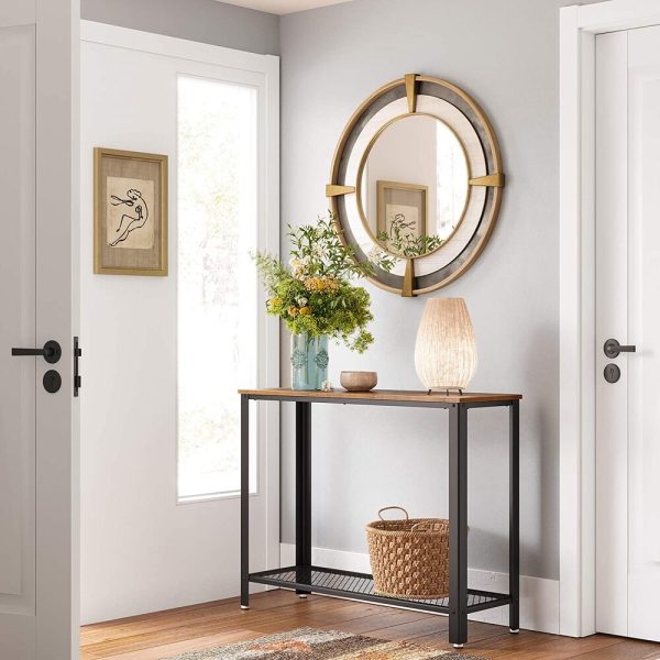 Console Table Rustic Brown and Black LNT80X