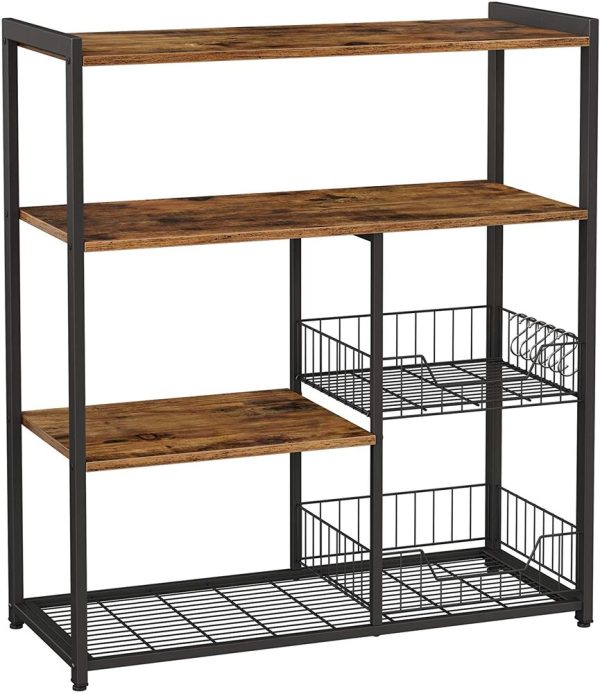 4 Tier Kitchen Storage Shelves with 6 S-Hooks