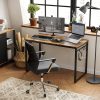 VASAGLE Computer Desk Writing Desk with 8 Hooks Rustic Brown and Black – 120x60x75 cm