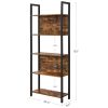 Bookshelf with 5 Shelves Rustic Brown and Black