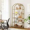 Bookshelf 5 Tier Tempered Glass with Gold Metal Frame LGT050A01