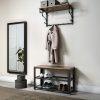 Coat Rack Wall-Mounted Rustic Brown and Black LCR12BX