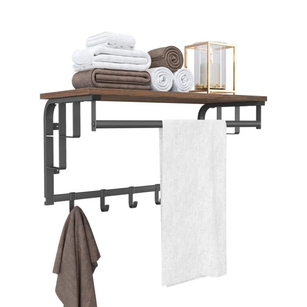 Coat Rack Wall-Mounted Rustic Brown and Black LCR12BX