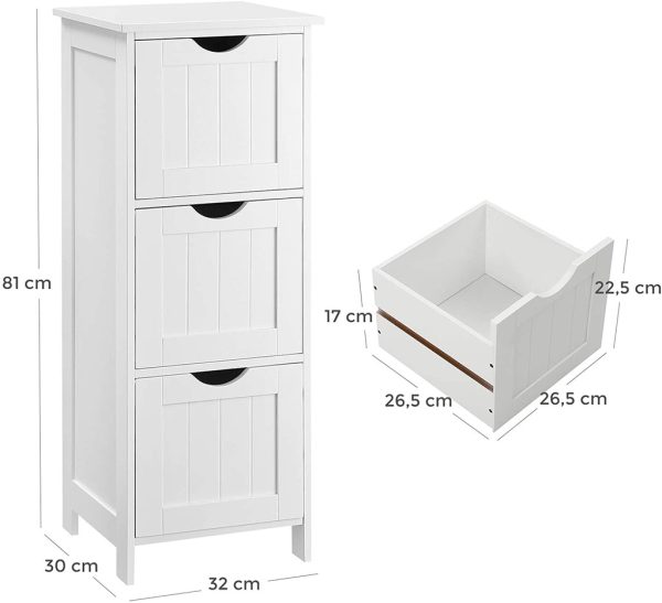 Floor Cabinet with 3 Drawers White