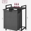 Laundry Hamper with Shelf and Pull-Out Bag 65L Black and Gray