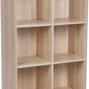 Bookcase with 6 Compartments Wooden Shelving