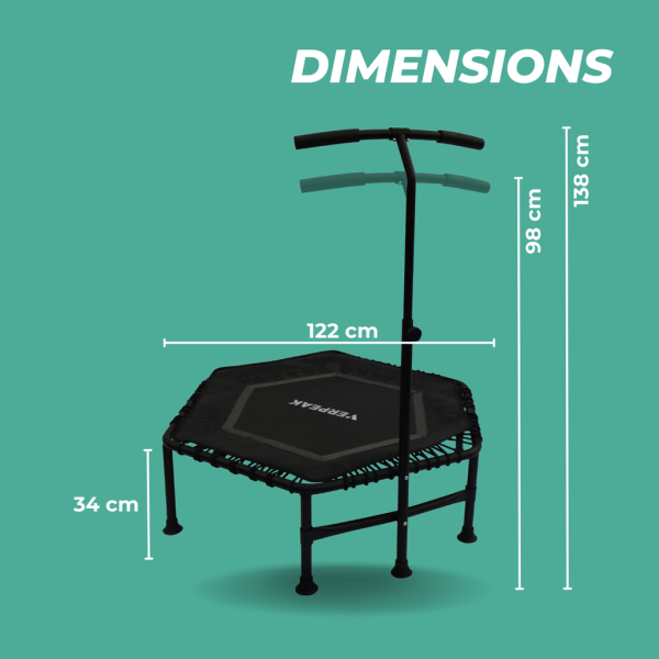 Fitness Trampoline 48″ With T Shape Handrail