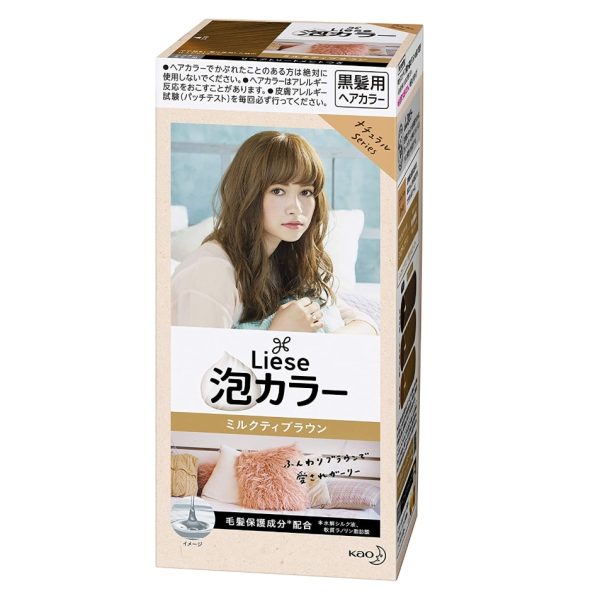 [6-PACK] Japan Liese Black Hair with Foam Hair Dye 108ml (11 Colors Available) Milk Tea Brown