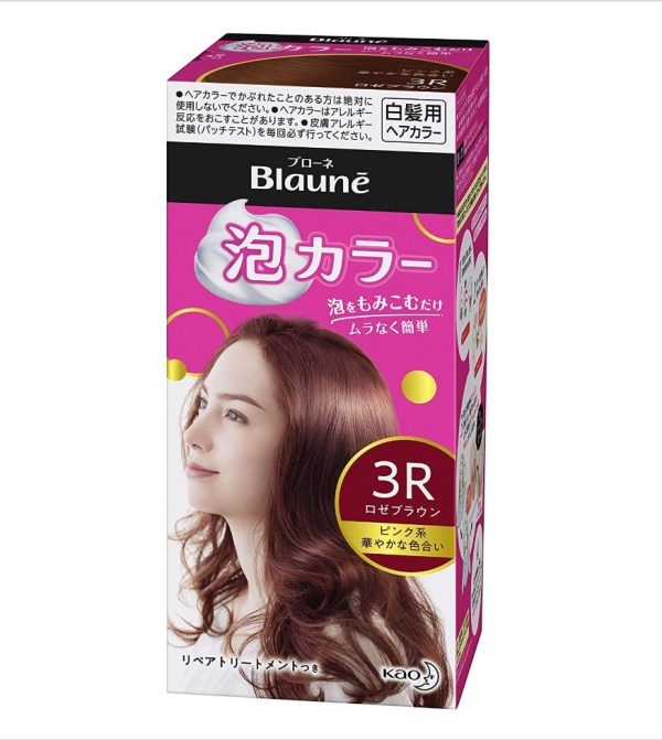 [6-PACK] Japan Blaune White Hair With Foam Hair Dye Natural Series 108ml ( 7 Colors Available ) Rose Brown