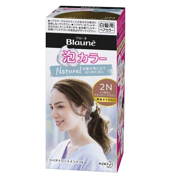 [6-PACK] Japan Blaune White Hair With Foam Hair Dye Natural Series 108ml ( 7 Colors Available ) Naturally Brown