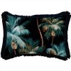 Cushion Cover-Coastal Fringe Black-Palm Trees Black – 35×50 cm