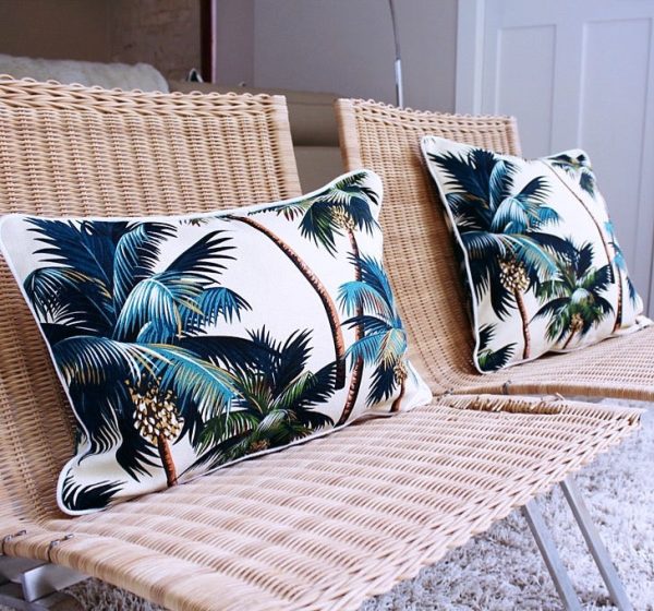 Cushion Cover-With Piping-Palm Trees Natural – 35×50 cm