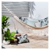 Cushion Cover-Coastal Fringe Black-Tall Palms Seafoam – 35×50 cm