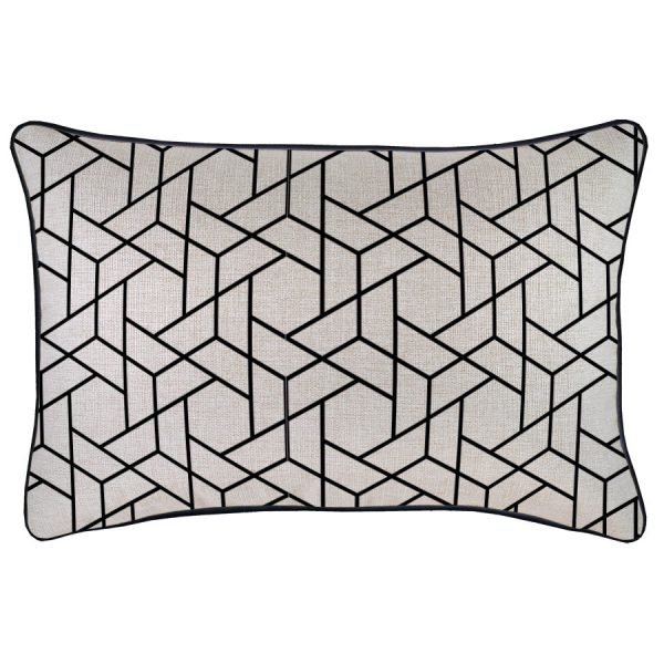 Cushion Cover-With Black Piping-Milan Black – 35×50 cm