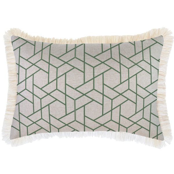 Cushion Cover-Coastal Fringe-Milan Green – 35×50 cm