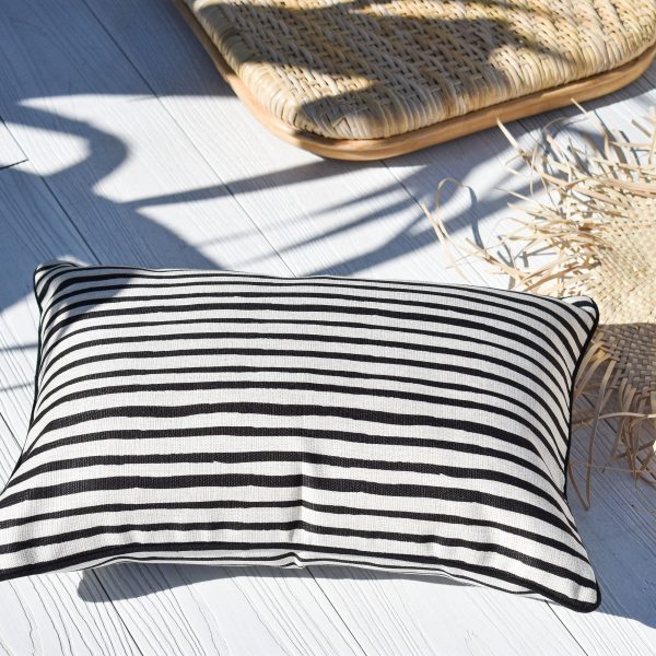 Cushion Cover-With Black Piping-Paint Stripes – 35×50 cm