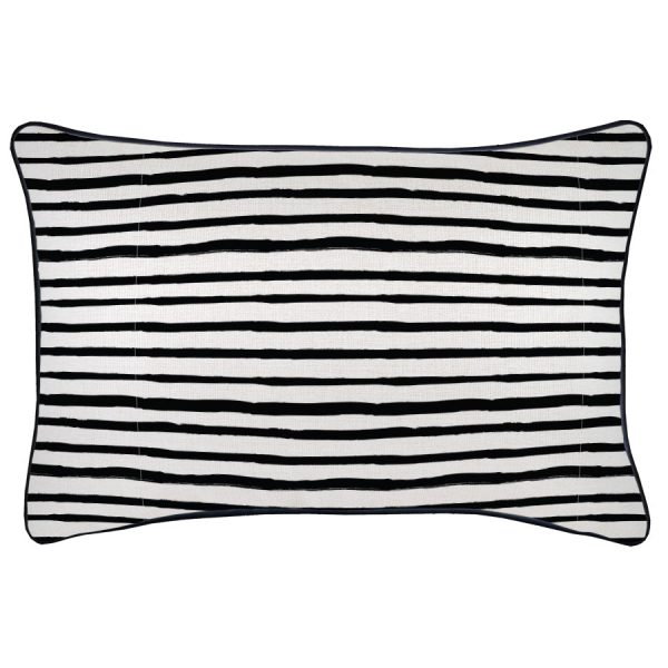 Cushion Cover-With Black Piping-Paint Stripes – 35×50 cm