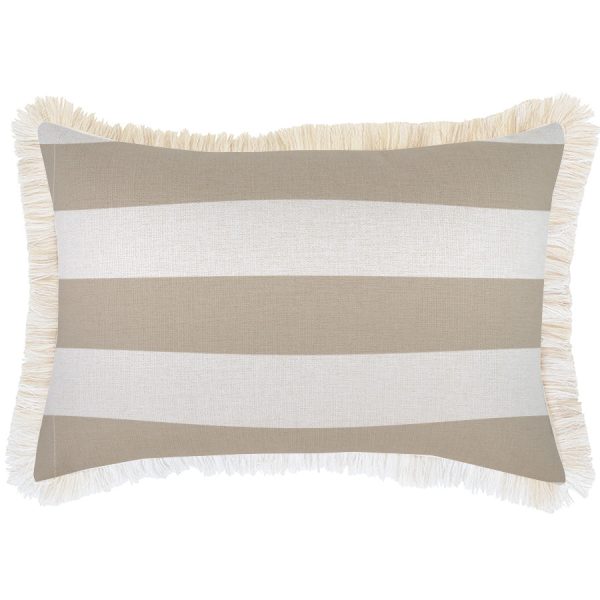 Cushion Cover-Coastal Fringe Deck-Stripe-Beige – 35×50 cm