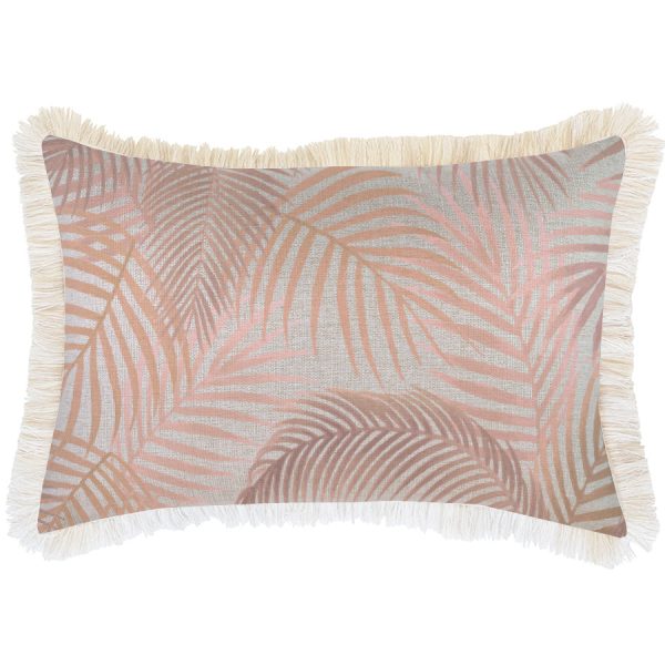 Cushion Cover-Coastal Fringe Natural-Seminyak Blush – 35×50 cm