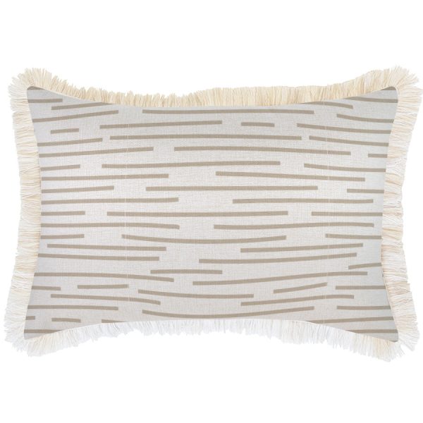 Cushion Cover-Coastal Fringe-Earth-Lines-Beige – 35×50 cm