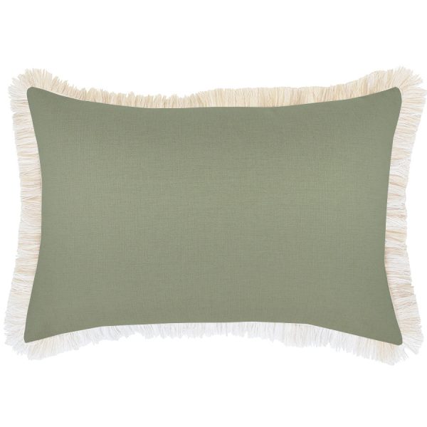 Cushion Cover-Coastal Fringe-Solid-Sage – 35×50 cm