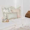 Cushion Cover-Coastal Fringe Natural-Hampton Stripe Sage – 35×50 cm