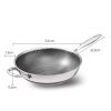 304 Stainless Steel Non-Stick Stir Fry Cooking Kitchen Wok Pan with Lid Honeycomb Double Sided – 32 cm